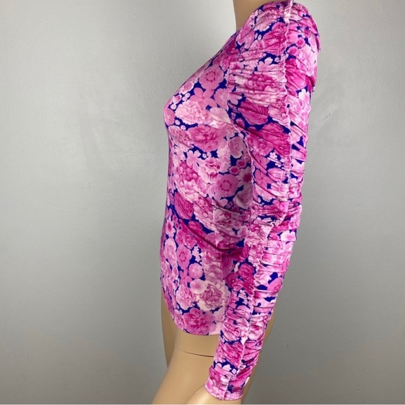 NEW STINE GOYA RUCHED SLEEVE FLORAL PRINT TOP - Picture 6 of 10